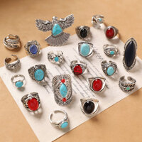 Nhẫn dân tộc retro phong cách Tây Tạng, khắc chi tiết phóng đại, phong cách bohemian kỳ lạ, nhẫn vintage mở cho phụ nữ