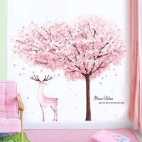 Nhãn dán trang trí tường, sắp xếp phòng ấm cúng, trang trí nền tường, nhãn dán tường 3D, giấy dán tường màu hồng, nhãn dán phòng ngủ tự dính, nhãn dán cây hoa anh đào
