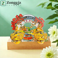 Nhãn dán tủ lạnh sông ZONGGJZ Qinhuai, Nhãn dán tủ lạnh cổ điển tinh tế, Thanh lịch mang theo đèn lồng đôi có thể phát ra quà sinh nhật tủ lạnh kim loại nhẹ