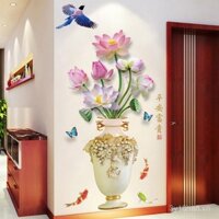 Nhãn dán tường 3D cho lối vào bình hoa, trang trí tường tự dính cho phòng ngủ, nhãn dán giấy tường ấm cúng