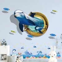 [Nhãn dán tường] Nhãn dán tường trang trí tự dính nền tường tự dính 3D cá heo chống nước nhãn dán tường 3D cho phòng tắm nhà vệ sinh phòng trẻ em phòng ngủ nhãn dán tường đầu giường trang trí