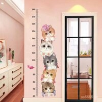 Nhãn dán tường thước đo chiều cao cho trẻ em hoạt hình mới, nhãn dán thước đo chiều cao có thể tháo rời cho trang trí phòng trẻ em