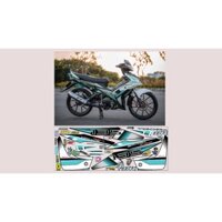 NHÃN DÁN XE MÁY EXCITER 135 MẪU 2010 MÀU TRẮNG XANH DECAL 3 LỚP CHỐNG NƯỚC ĐỘ BÁM DÍNH CAO