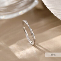 Nhẫn Dây mạ bạc s925 Nhẫn Ngón Tay Chéo đơn giản kiểu Nhật Nhẫn Ngón Tay Kim Cương khí chất Nhẫn Ngón Tay Kim Cương Phong cách lạnh 2.13