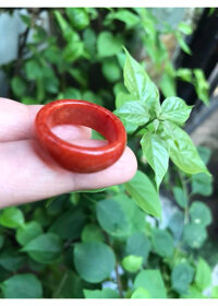 NHẪN ĐEO TAY MÀU ĐỎ 18MM CHẤT LIỆU ĐÁ CẨM THẠCH   HỢP NAM MỆNH HỎA THỔ