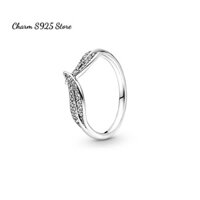NHẪN ĐEO TAY PAN ALE ĐÍNH ĐÁ HAI CHIẾC LÁ BẠC S925 THUẦN KHIẾ HÀNG CAO CẤP