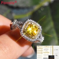 Nhẫn Đeo Tay Pt950 Platinum Hình Vuông Đính Kim Cương Giả Màu Vàng Có Thể Điều Chỉnh