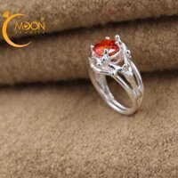 Nhẫn đính đá CZ đỏ cam N0028 - MOON Jewelry - 17.4mm