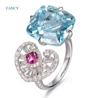 Nhẫn Đính Hôn Mặt Vuông Đính Đá Màu Xanh Dương Thời Trang Lãng Mạn Cho Nữ