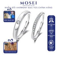Nhẫn đôi bạc 925 chính hãng FREESIZE cao cấp Mosei nhẫn bạc cặp Harmony hoà quyện yêu thương NDMSMT1