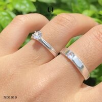 Nhẫn Đôi Bạc 925 Nụ Đá Nam To, Nhẫn Đôi Nam Nữ Bạc Ý Jacy Silver ND1012