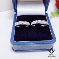 Nhẫn đôi bạc đính đá, nhẫn cặp tình yêu chất liệu bạc thật sáng đẹp - Trang sức bạc Bibi silver - Hàng mới về