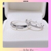 Nhẫn đôi bạc La Luce - Nhẫn nam nạm đá hình thánh giá, nhẫn nữ hình vương miện dành cho cặp đôi H0024N