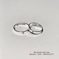 Nhẫn đôi bạc mặt trăng và mặt trời ND009