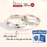 Nhẫn đôi bạc nam nữ S925 đính đá CZ, Nhẫn cặp định ước tình yêu bền lâu cho cặp đôi - ND2882