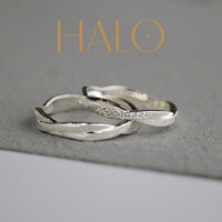 NHẪN ĐÔI BẠC NÚT THẮT SÓNG NƯỚC BẠC S925 CAO CẤP | Nhẫn cặp thiết kế HALO bảo hành trọn đời