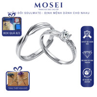 Nhẫn Đôi Bạc S925 Cao Cấp MOSEI Gắn Đá " Soul Mate" NDXMSTL  Nhẫn Cặp Tình Yêu Nam Nữ