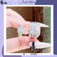 Nhẫn đôi bạc ta, bạc S925 Quiin - Nhẫn nam mặt hình vuông dành cho nam/nữ 0136CR