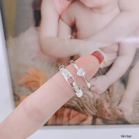 nhẫn đôi bạc ta , nhẫn cặp trái tim yêu thương , đính đá nhỏ xinh - bạc ngọc tân