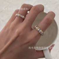 Nhẫn đôi đá 16 viên thương hiệu T cao cấp cho phụ nữ, thiết kế độc đáo, cảm giác cao cấp, mạ vàng 18K, nhẫn vintage cho phụ nữ