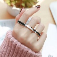 Nhẫn đôi gốm sứ màu vàng hồng đen trắng phong cách mới thanh lịch cho nam và nữ, phong cách tối giản cá tính, nhẫn bạn thân