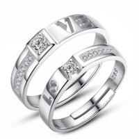 Nhẫn đôi Love đính đá Zircon bạc 925 - TS-0085