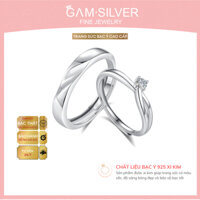 Nhẫn đôi nhẫn cặp bạc ý 925 GAM SILVER, nhẫn đôi nam nữ bạc 925 đính đá CZ, nhẫn đôi bạc thiết kế free size xi kim GG06