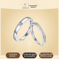 Nhẫn đôi, Nhẫn cầu hôn bạc 925 đính đá kim cương Moissanite, Quà tặng cho nữ GRA YUCOO N54