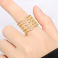 nhẫn đồng titan Kiểu 5 tần mạ vàng mạ bạc sang trọng