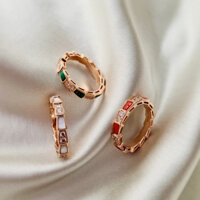 Nhẫn Fritillary trắng thời trang dành cho nữ Nhẫn xương rắn vàng hồng 18K