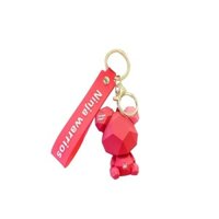 Nhẫn gấu cắt đôi hoạt hình, mặt dây chuyền túi dễ thương, móc khóa xe hơi, trang trí nhỏ, nhẫn chìa khóa tinh tế cho phụ nữ