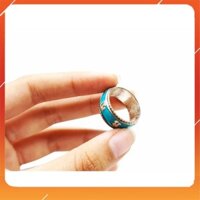 Nhẫn Handmade Khắc Lục Tự Đính Đá 22x9mm NHẪN PHẬT ĐỒNG