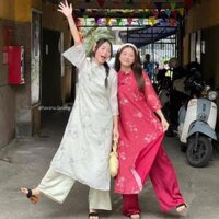 [NHẬN HÀNG SAU TẾT] Áo dài voan tơ MẶC DIỆP in hoạ tiết hoa mùa xuân phối viền cúc tàu kèm quần satin HAVANA AD162