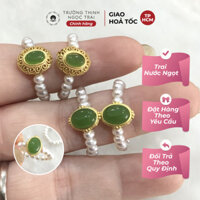 Nhẫn Hạt Ngọc Trai 3ly Mix Đá Xanh - Ngọc Trai Trường Thịnh