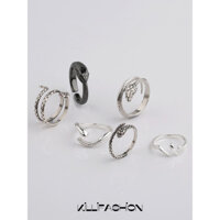 Nhẫn hình rắn cá tính cho nam và nữ có thể điều chỉnh kích thước mở cổ điển cá tính tinh tế thời trang Nhẫn rắn bạc