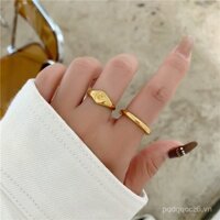 Nhẫn hình tròn mạ vàng 18K INS Châu Âu và Mỹ, nhẫn thời trang cá tính, nhẫn trơn, nhẫn đuôi nữ, trang sức bán buôn