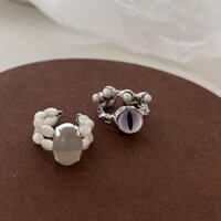 Nhẫn Hở Hai Lớp Đính Đá Mắt Mèo Phong Cách Âu Mỹ Cá Tính