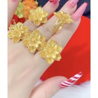 Nhẫn hoa cưới chạm 6 cánh dát vàng 24 cao cấp mẫu mới về