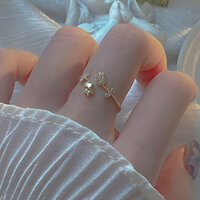 Nhẫn hoa đôi thuần khiết cho phụ nữ, nhẫn tulip mới, nhẫn vintage nhẹ nhàng, nhẫn cao cấp, quà tặng cho bạn thân