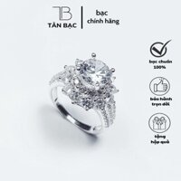 nhẫn hoa sen, bạc 925 , from chuẩn , ôm tay đính đá lấp lánh