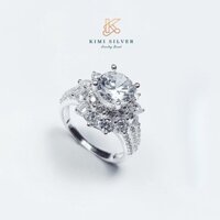Nhẫn hoa sen full đá nhẫn bạc S99 Kimi Silver