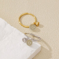 Nhẫn hoa sen may mắn bạc S925 Yuan Shi Lian cho phụ nữ, nhẫn pod hoa sen retro xu hướng quốc gia, thiết kế cao cấp ngọc Hetian