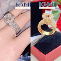 Nhẫn hột cao đai baguet sang chảnh siêu sáng Kami trang sức sỉ