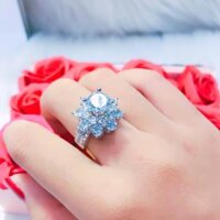 Nhẫn hột cao khảm đá