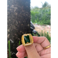 nhẫn hột xanh bằng đồng đeo không phai cho nam