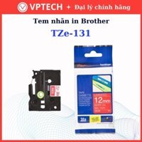 Nhãn in BROTHER siêu bền chống nước chịu nhiệt TZE-435 chữ trắng, nền đỏ, khổ 12mm - Hàng chính hãng