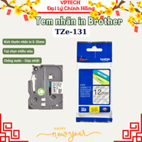 Nhãn in BROTHER siêu bền chống nước chịu nhiệt TZE-131 chữ đen, nền trong, khổ 12mm - Hàng chính hãng