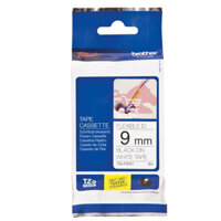 Nhãn in Brother TZE-FX221, 9mm, chữ đen nền trắng, siêu dẻo.