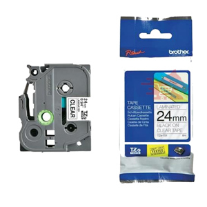 Nhãn in Brother TZe151 (TZe-151) - Black on Clear, 24mm x 8m