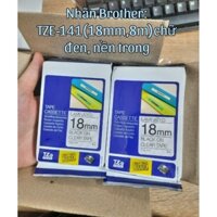 Nhãn in Brother TZE-141(18mm,8m) Chữ đen trên nền trong-Chính hãng Brother